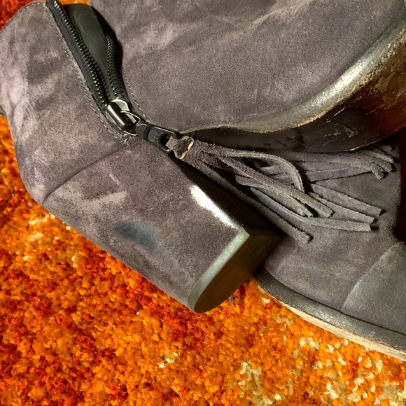 Rag & Bone Suede Tassle Double Zipper Booties Gray - Picture 10 of 10